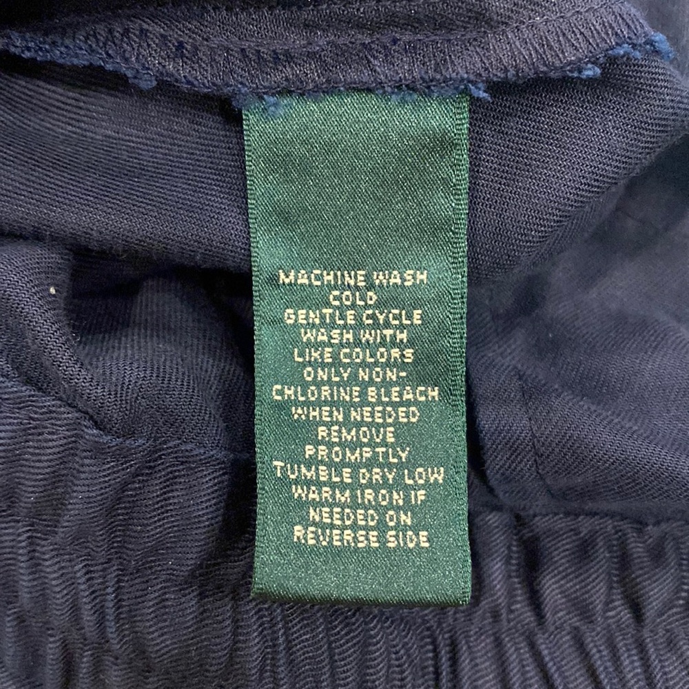 Lauren Ralph Lauren, Sz 20W, Dark Navy Blue Elastic Waste w/ tie wrap, 4-pockets - Picture 6 of 16